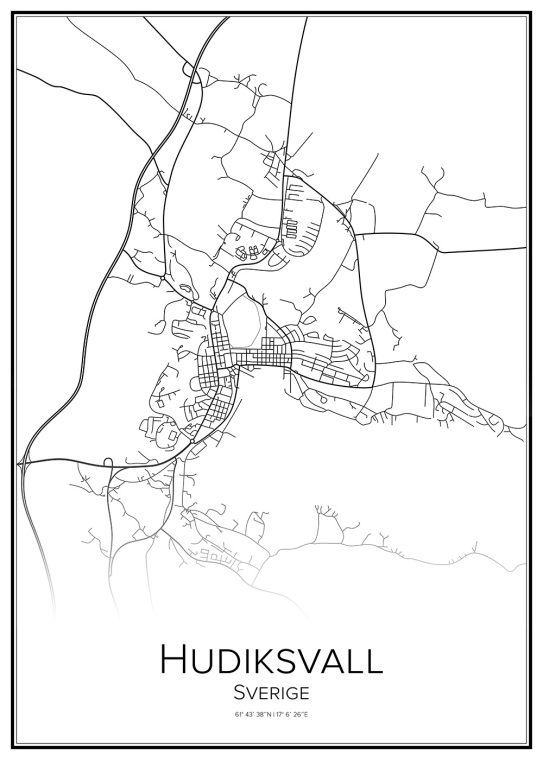 Stadskarta över Hudiksvall