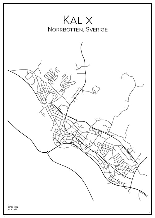 Stadskarta över Kalix | Handritade stadskartor och posters