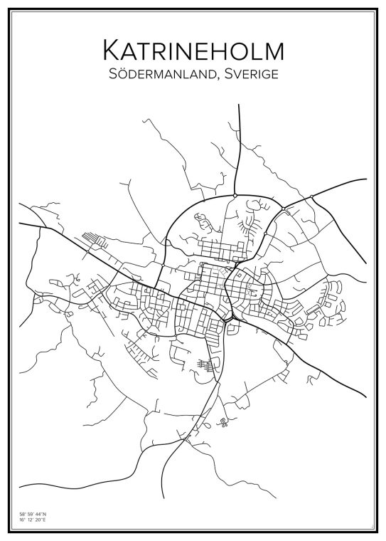 Stadskarta över Katrineholm