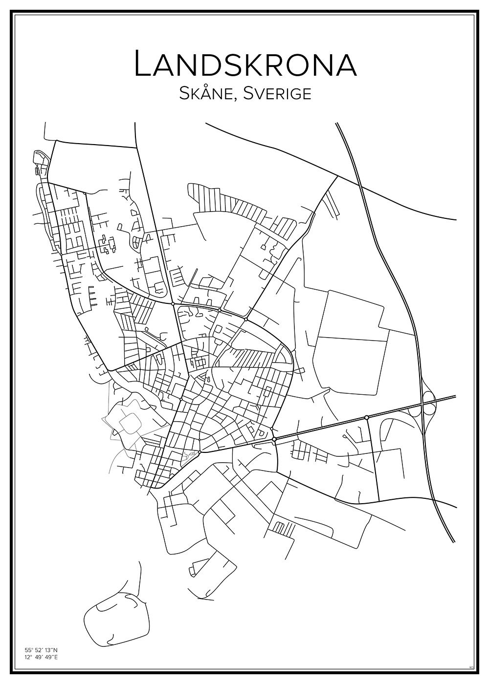 Stadskarta över Landskrona