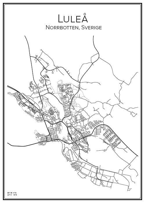 Stadskarta över Luleå | Handritade stadskartor och posters