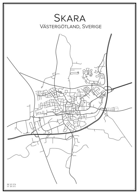 Stadskarta över Skara