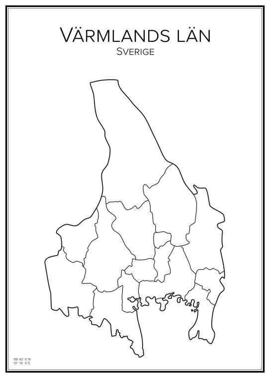 Stadskarta över Värmlands län