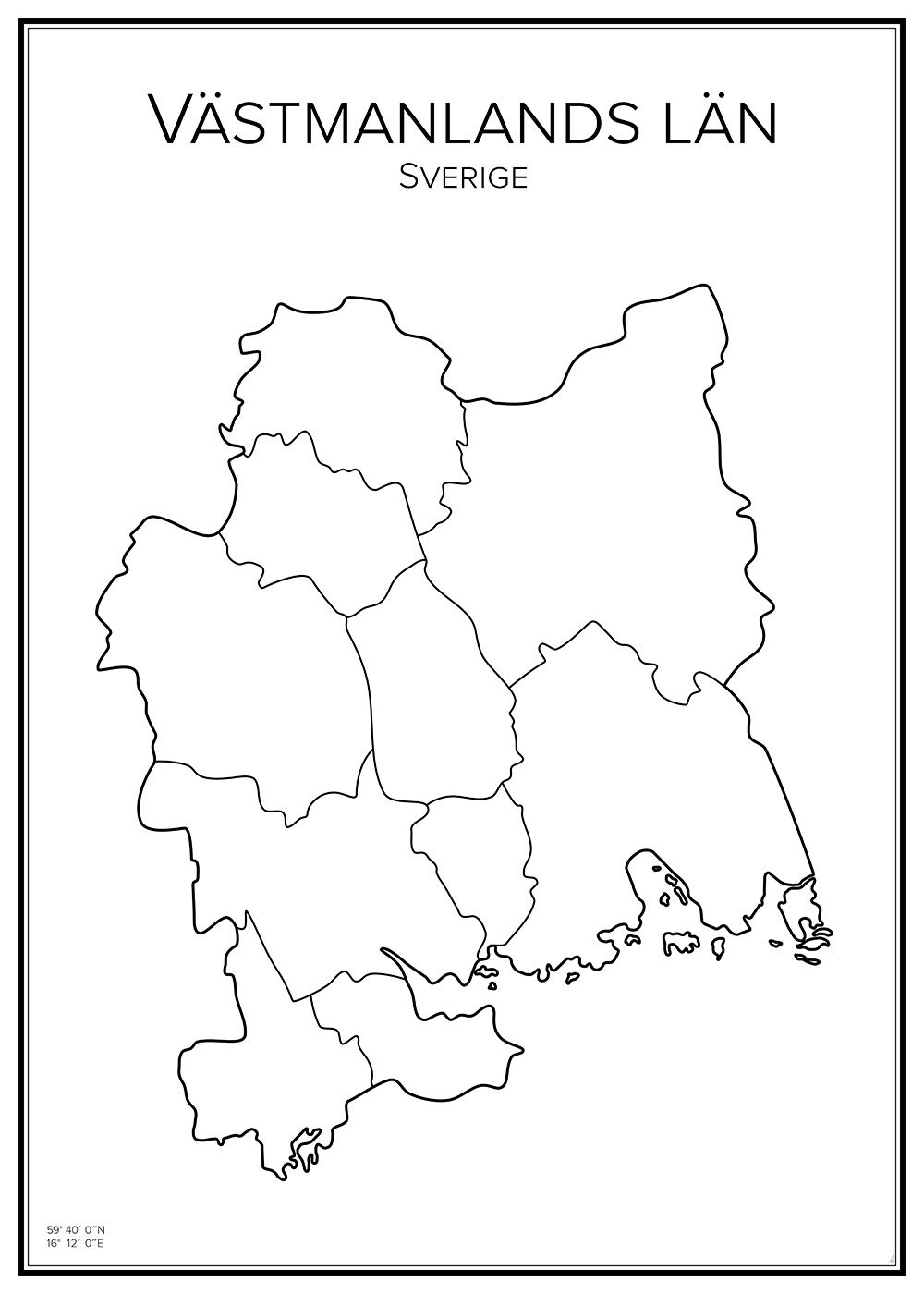 Stadskarta över Västmanlands län