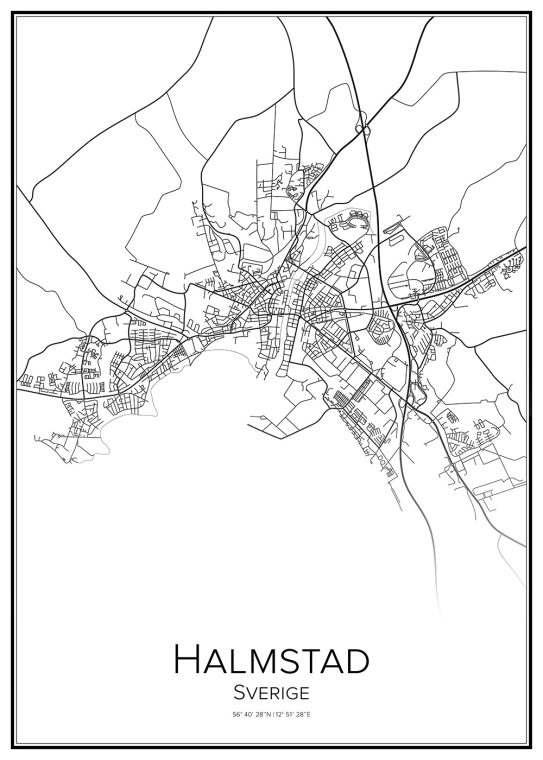 Stadskarta över Halmstad