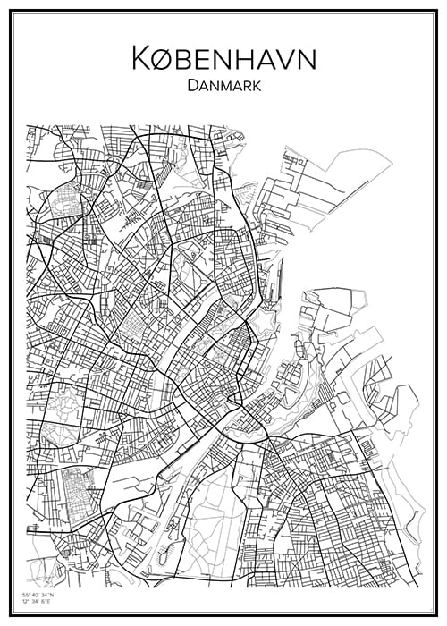 Stadskarta över Köpenhamn