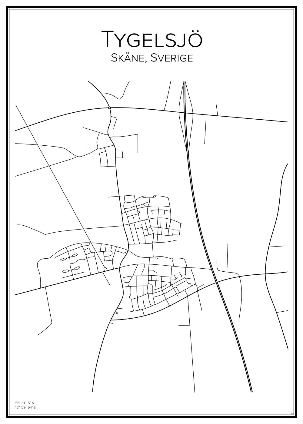 Stadskarta över Tygelsjö