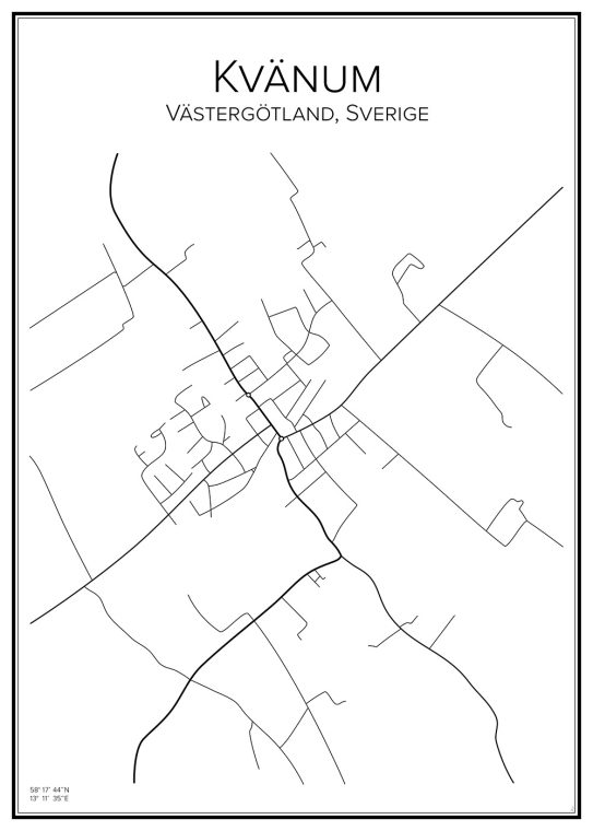 Stadskarta över Kvänum