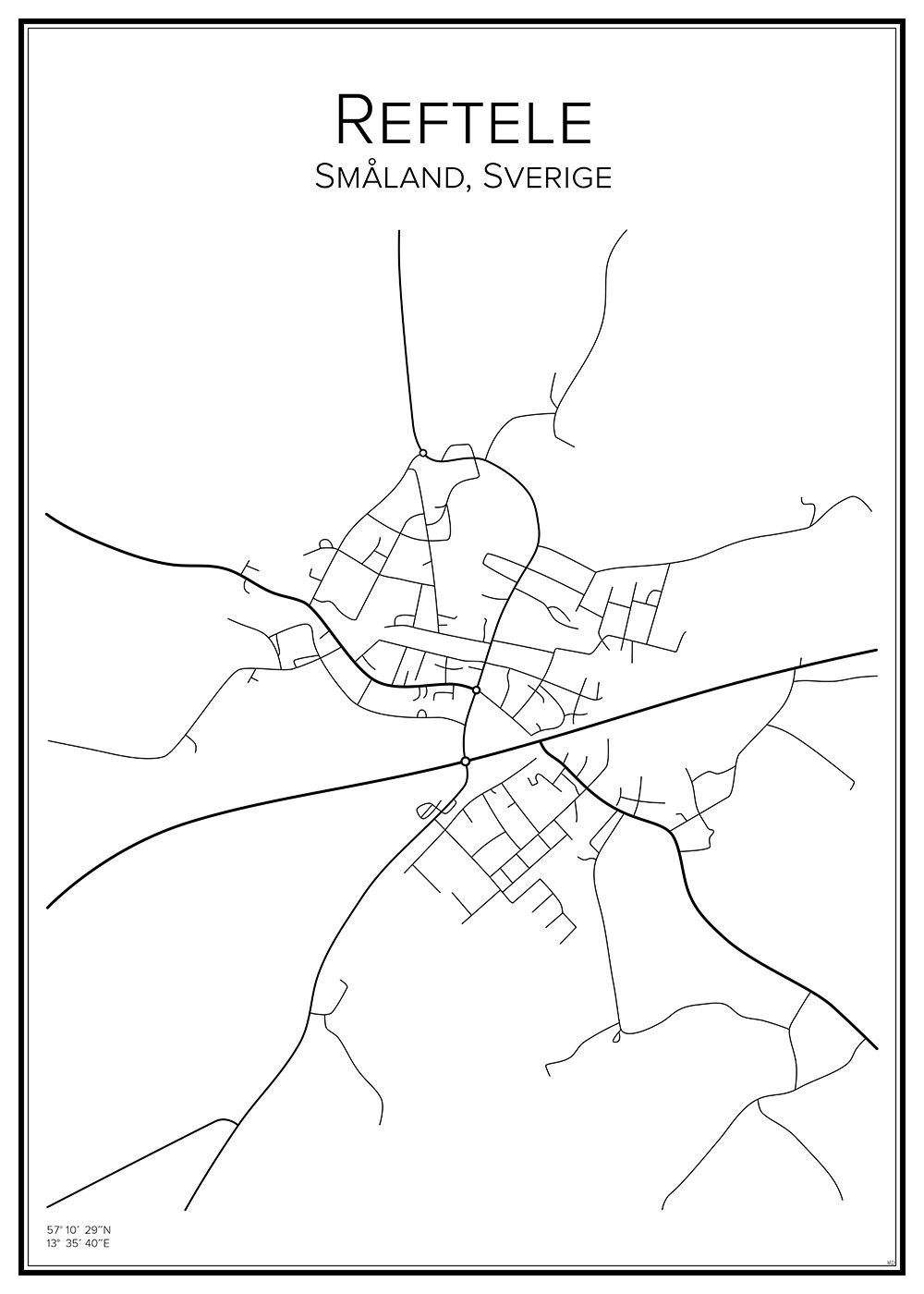Stadskarta över Reftele