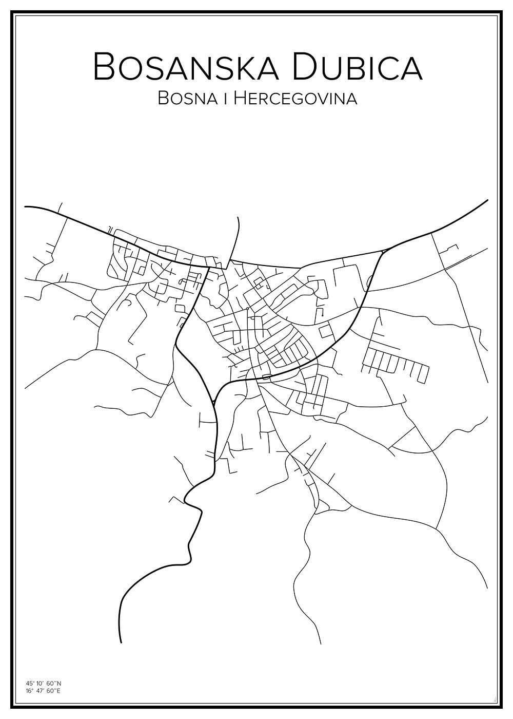 Stadskarta över Bosanska Dubica