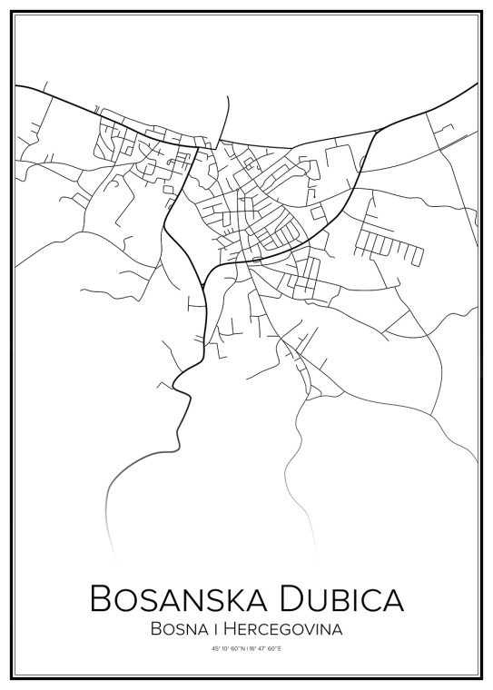 Stadskarta över Bosanska Dubica
