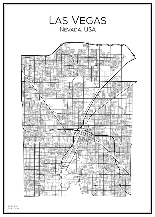 Stadskarta över Las Vegas