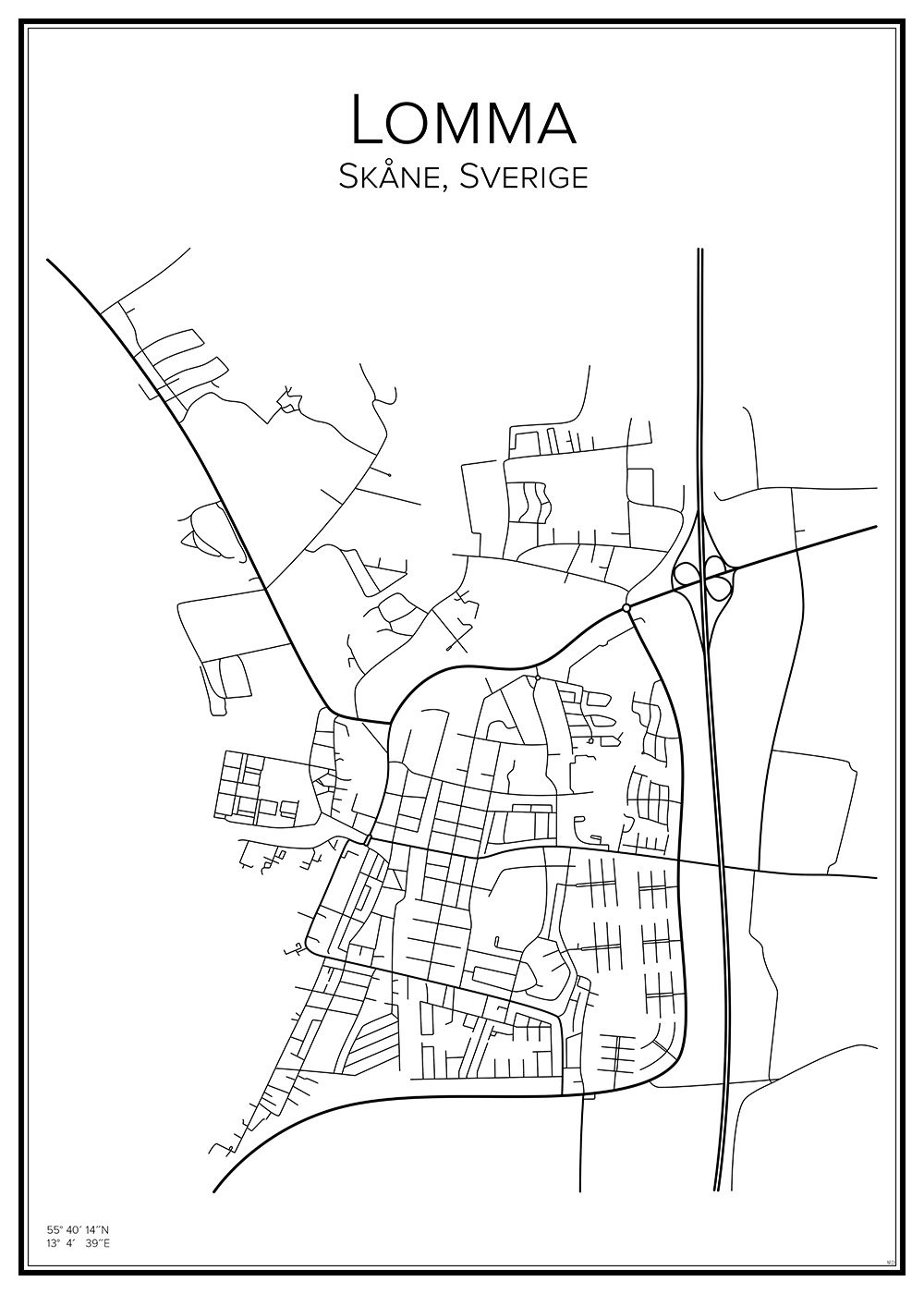 Stadskarta över Lomma