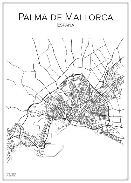 Stadskarta över Palma de Mallorca