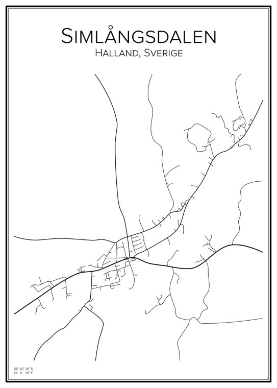 Stadskarta över Simlångsdalen