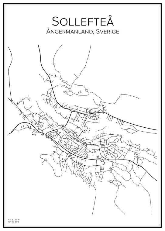 Stadskarta över Sollefteå