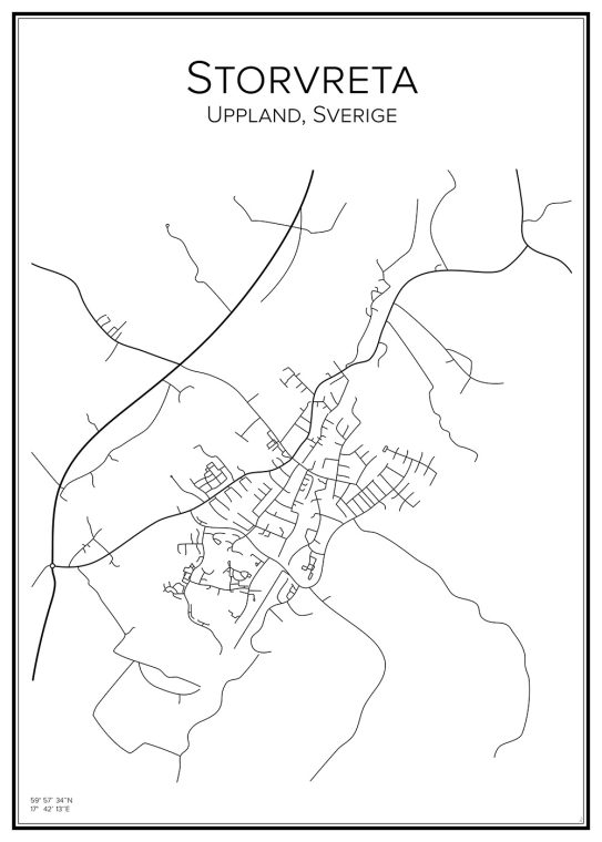 Stadskarta över Storvreta