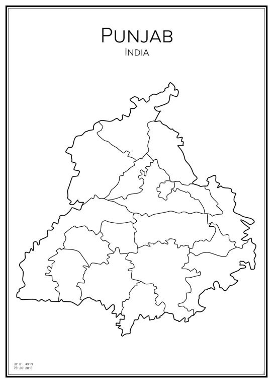 Stadskarta över Punjab