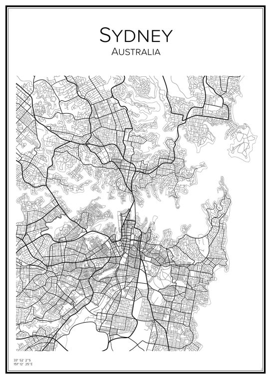 Stadskarta över Sydney