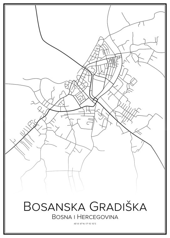 Stadskarta över Bosanska Gradiška