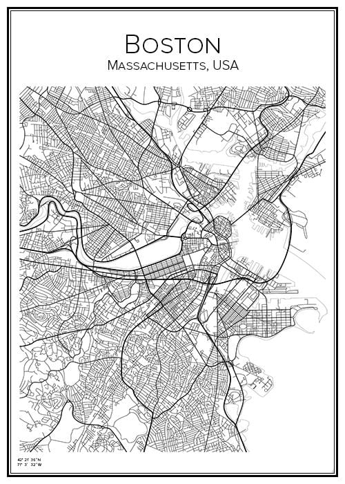 Stadskarta över Boston