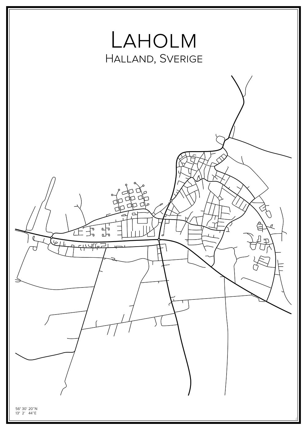 Stadskarta över Laholm
