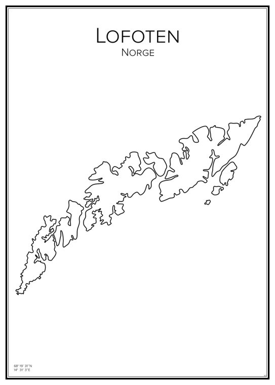 Stadskarta över Lofoten