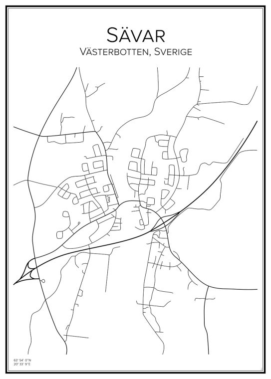 Stadskarta över Sävar