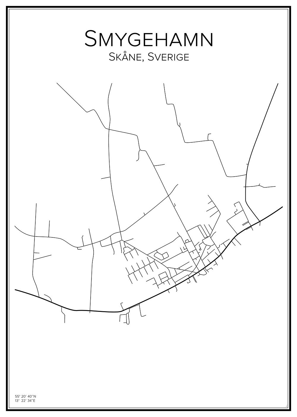 Stadskarta över Smygehamn