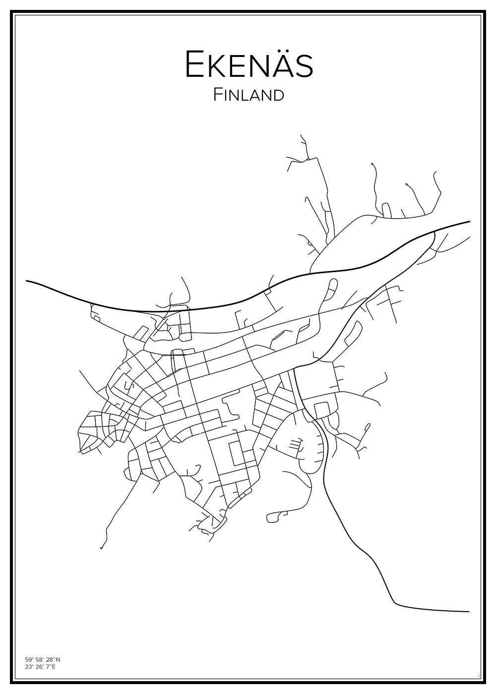 Stadskarta över Ekenäs