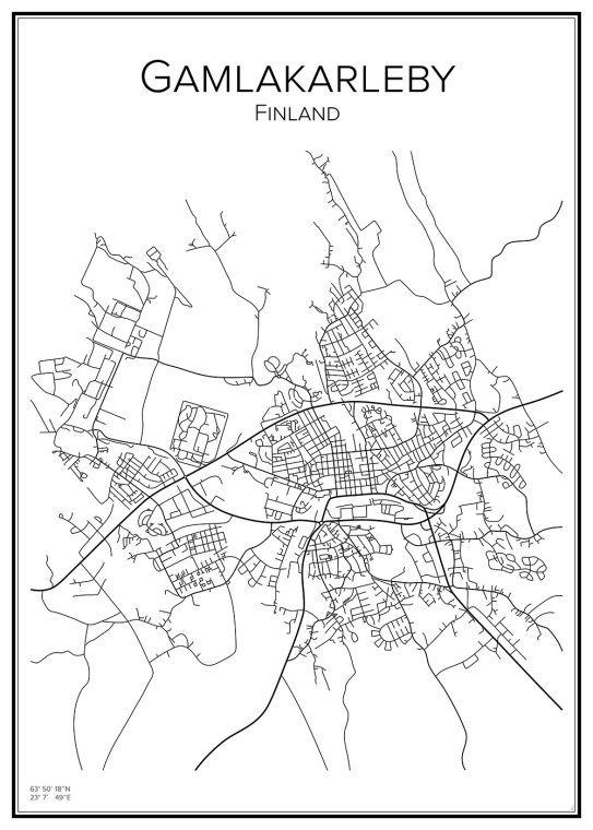Stadskarta över Gamlakarleby