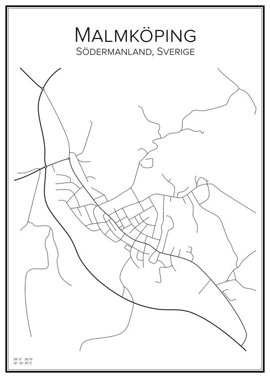 Stadskarta över Malmköping