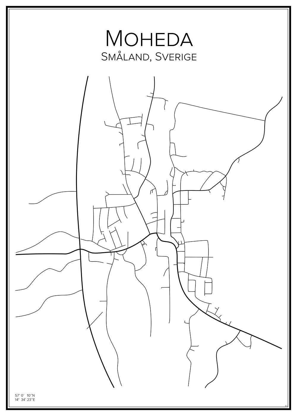 Stadskarta över Moheda