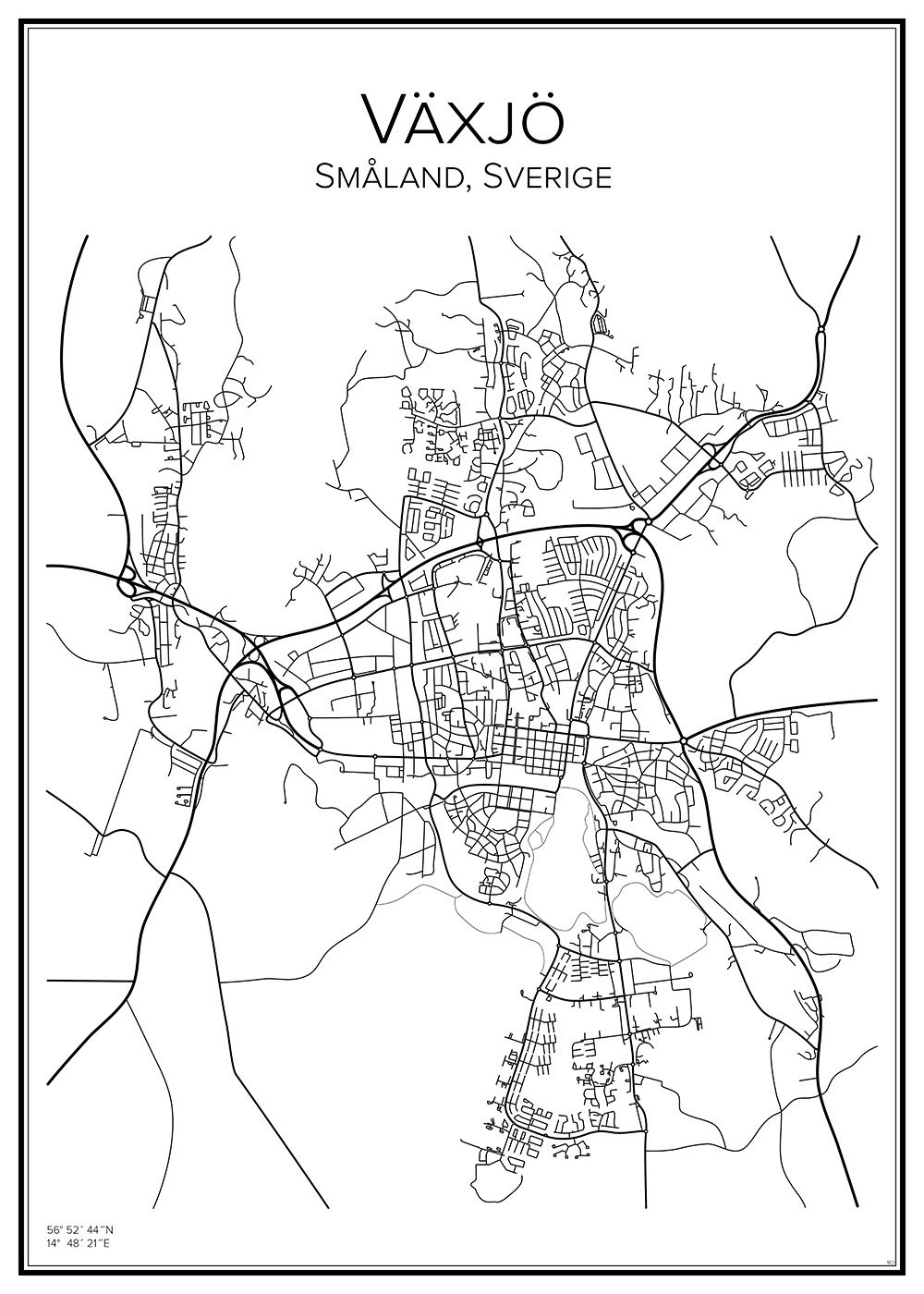 Stadskarta över Växjö