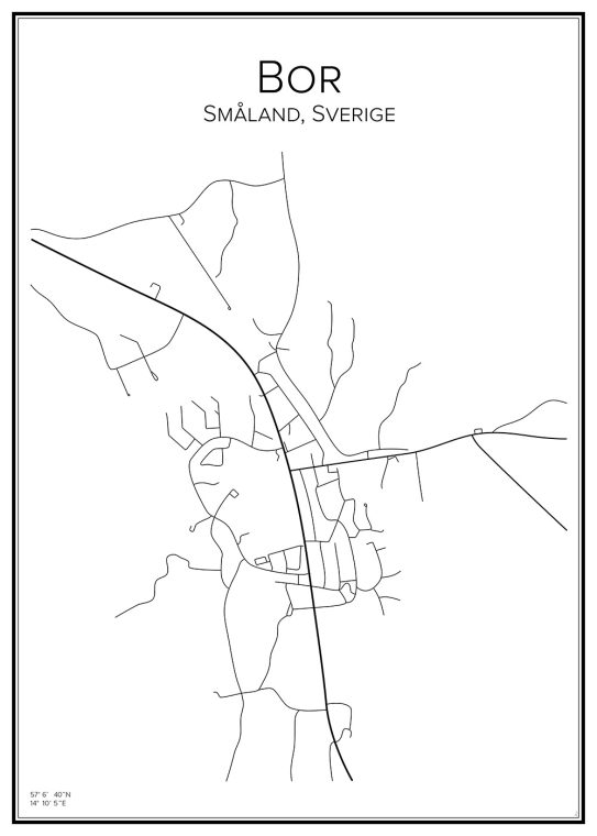 Stadskarta över Bor
