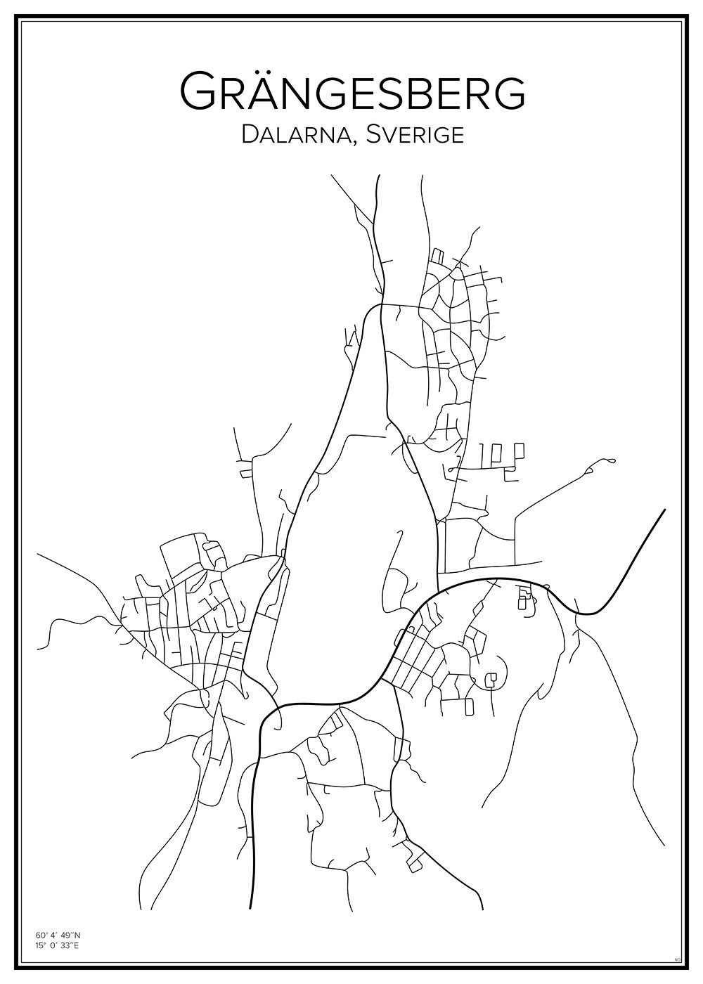 Stadskarta över Grängesberg
