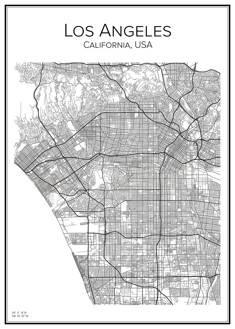 Stadskarta öve Los Angeles