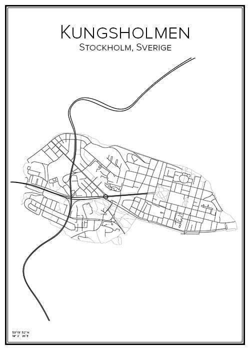 Stadskarta över Kungsholmen | Handritade stadskartor och posters