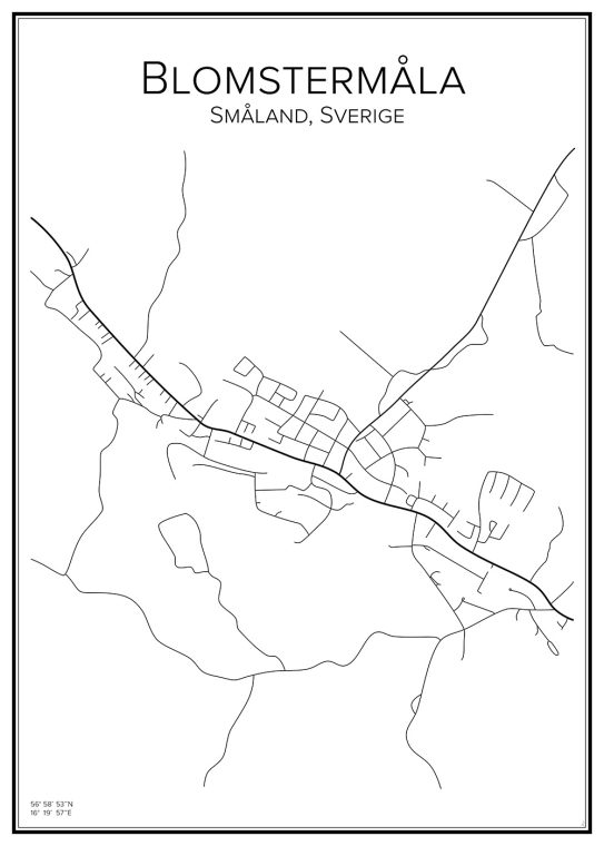 Stadskarta över Blomstermåla