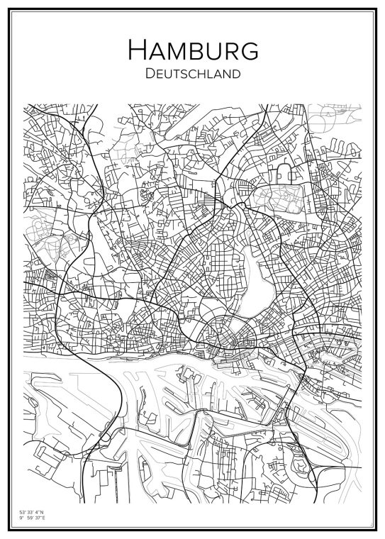 Stadskarta över Hamburg