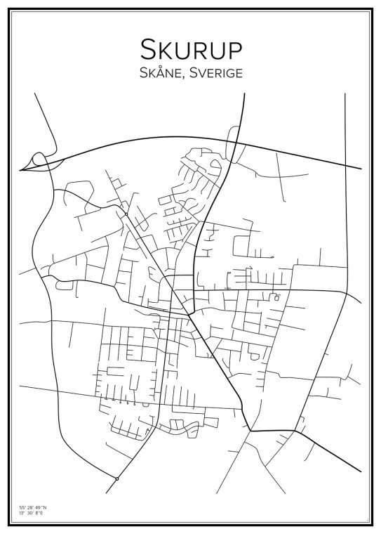 Stadskarta över Skurup