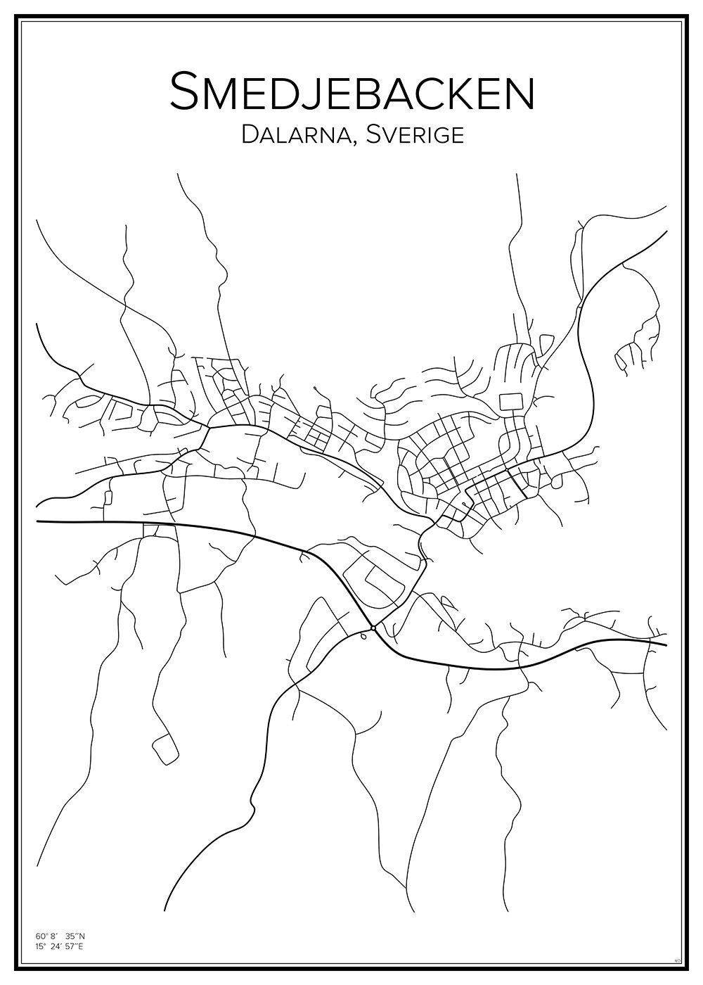 Stadskarta över Smedjebacken