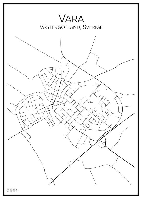 Stadskarta över Vara