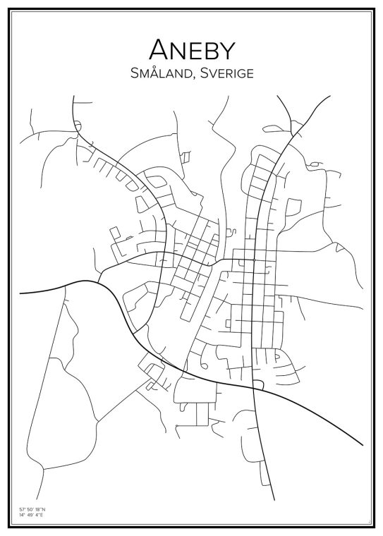 Stadskarta över Aneby