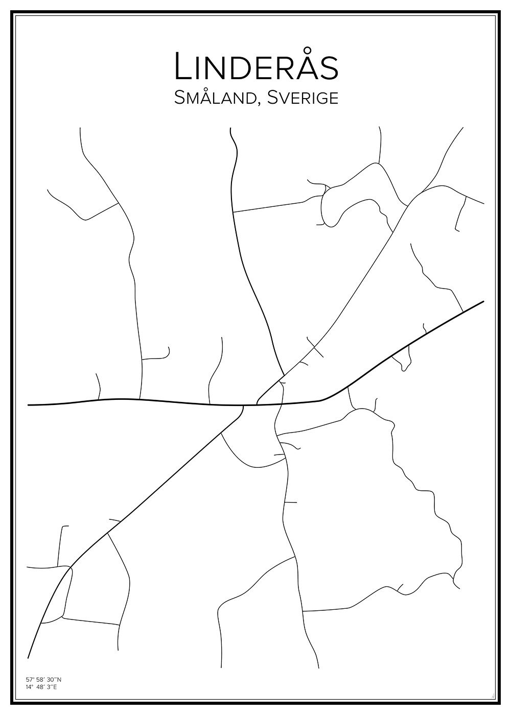 Stadskarta över Linderås