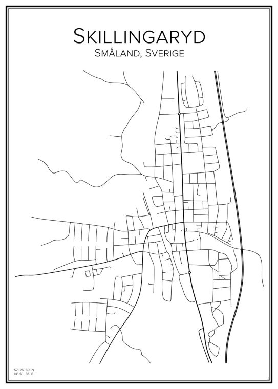 Stadskarta över Skillingaryd