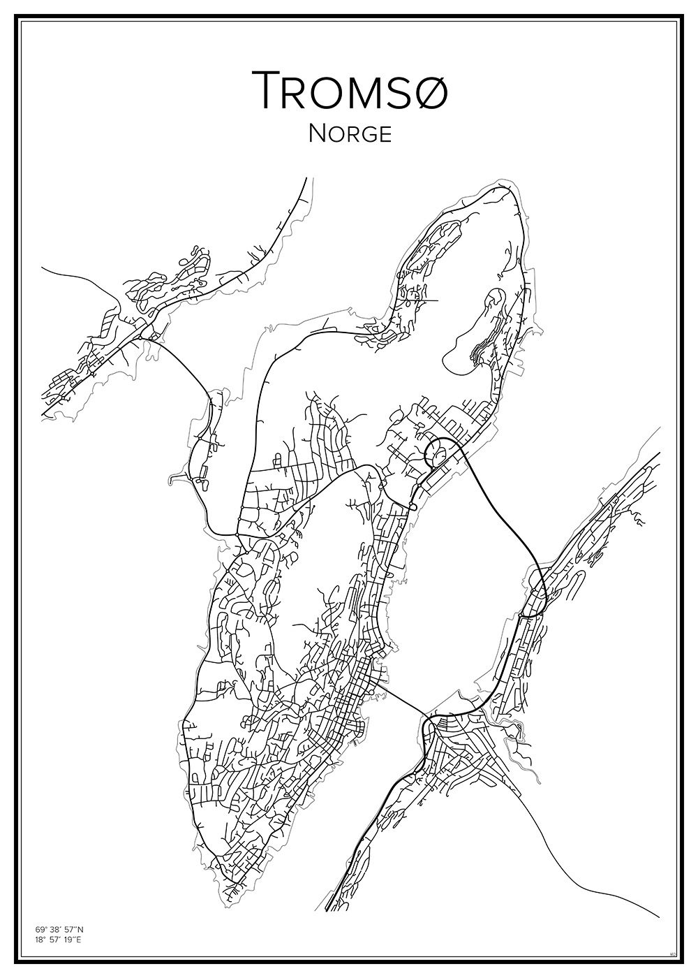 Stadskarta över Tromsø