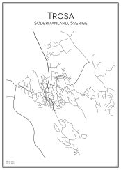 Stadskarta över Trosa | Handritade stadskartor och posters