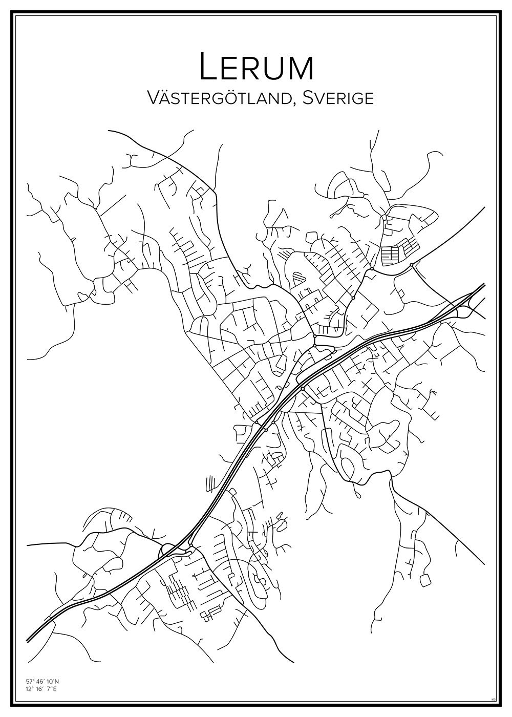 Stadskarta över Lerum