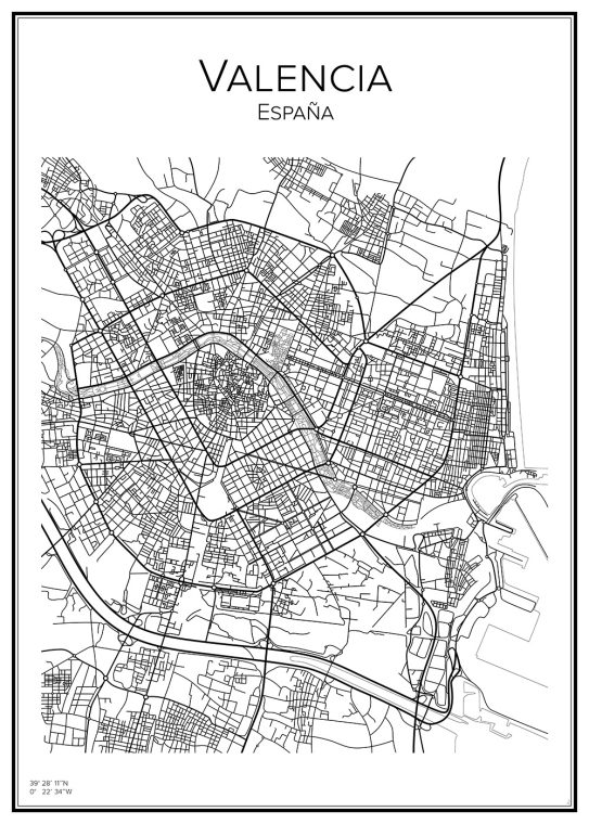 Stadskarta över Valencia